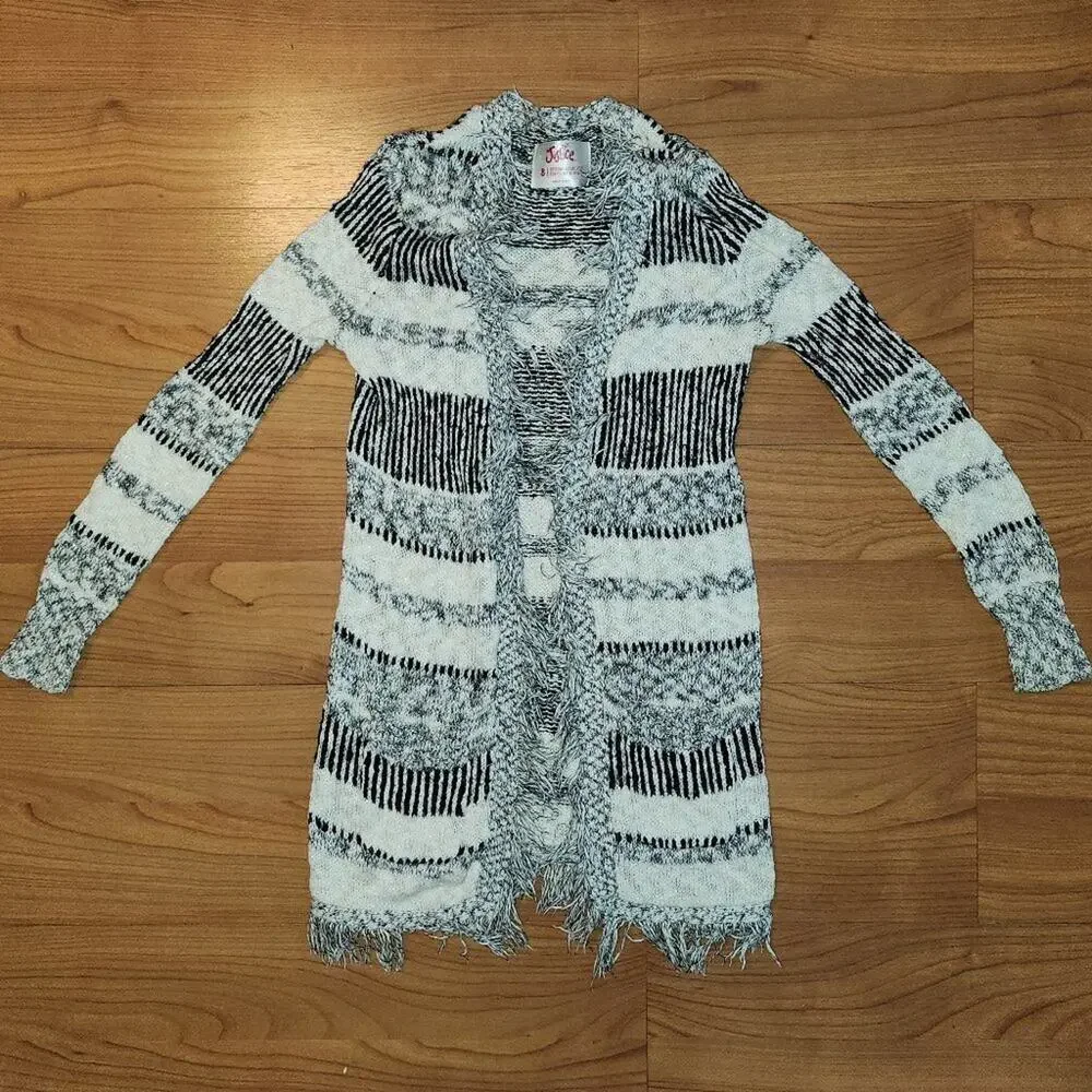 Justice Striped Shaggy Cardigan || sz 8 || EUC